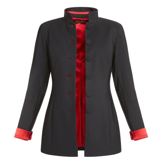 Ameliora The Carmen Silk Lined Mandarin Collar Jacket NWT See Button Size‎ 6 - Picture 3 of 13